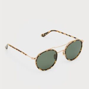 KREWE Porter Tortoise Shell Round Sunglasses with 12k Gold Accents